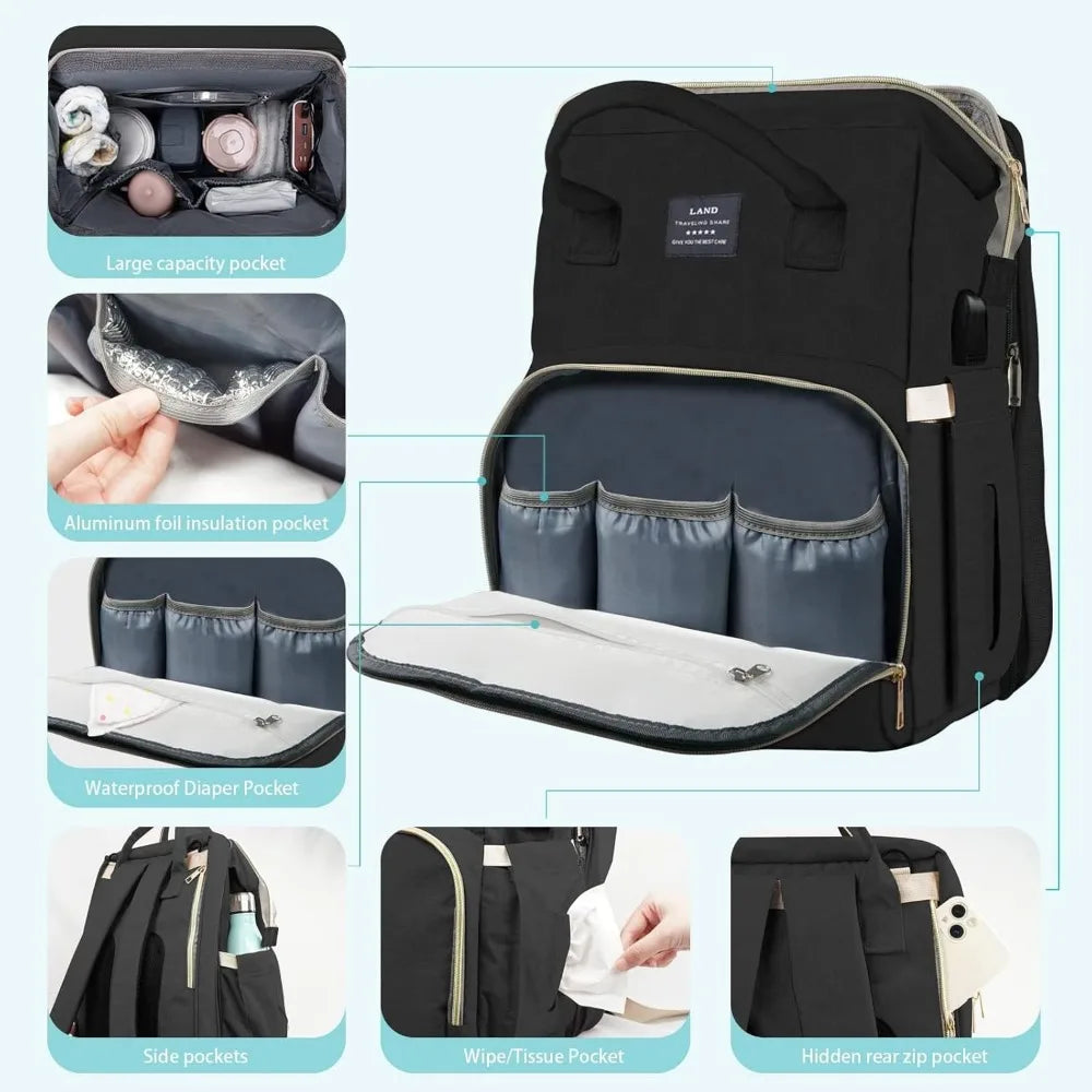 Diaper Bag With Changing Station Backpack Large Capacity