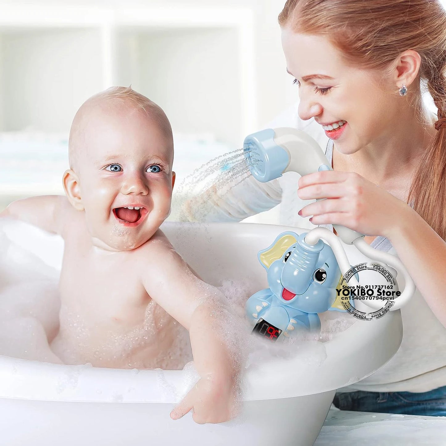 Baby Bath Toys Electric Elephant Water Spray Shower Thermometer Bathtime Fun for Kids and Toddlers