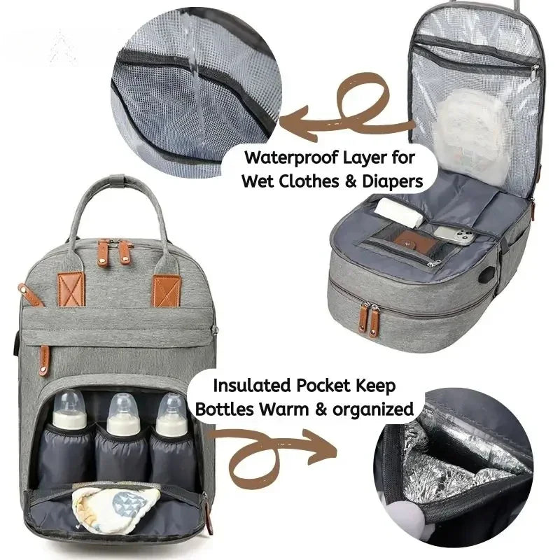Diaper Backpack Mommy Waterproof Travel Tote Stroller Straps