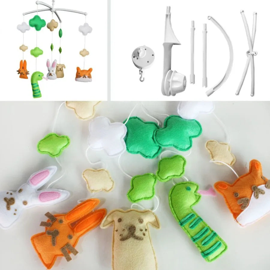 Baby Crib Mobile Animal Musical Nursery Room Hanging Toy Snake Rabbit Dog Cat