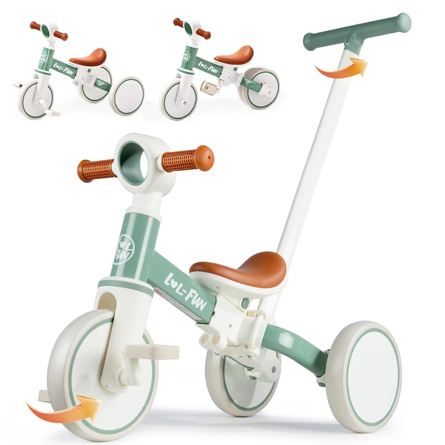5 in 1 Toddler Tricycles for 1 to 3 Year Olds Baby Balance Bike with Parent Steering Push Handle