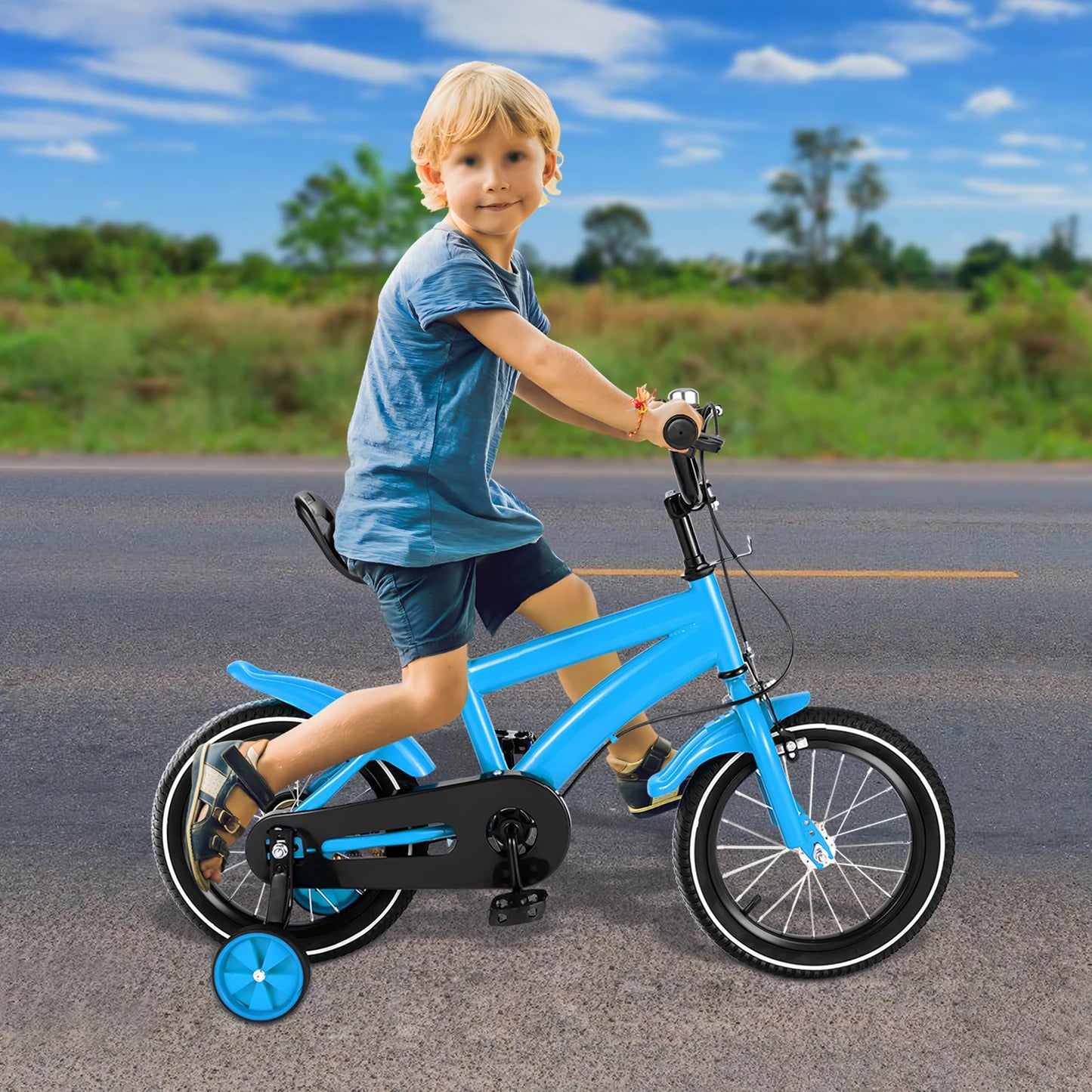14 Inch Boys Girls Children's Bicycle for Kids Ages 2 to 11 in White Red Blue and Yellow