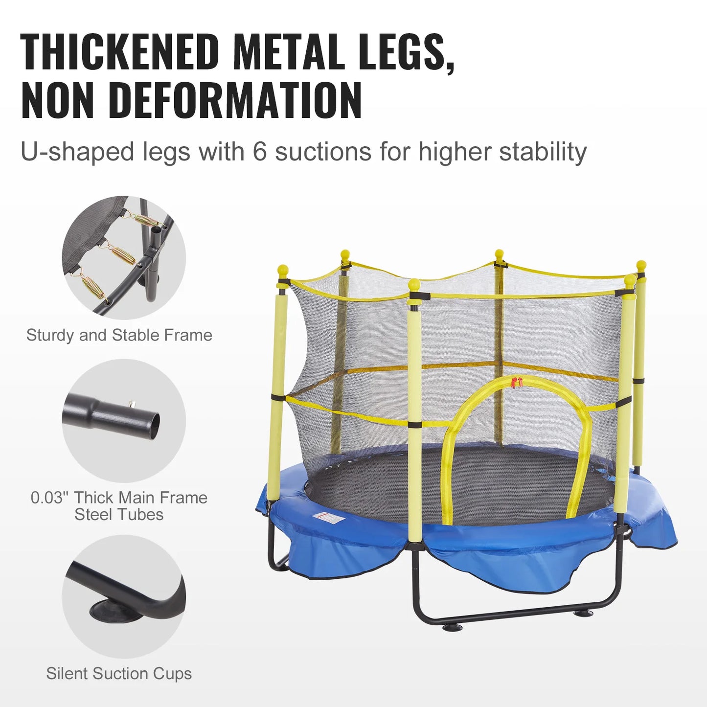 VEVOR 60 Inch 5FT Trampoline for Kids with Safety Enclosure Net Basketball Hoop and Ocean Balls Indoor Outdoor