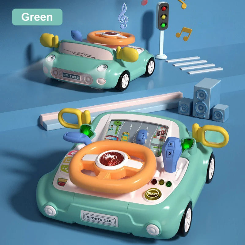 Baby Car Toy Light Musical Steering Wheel Interactive Simulation Driving Seat Sensory Toy for Fine Motor Skill Development