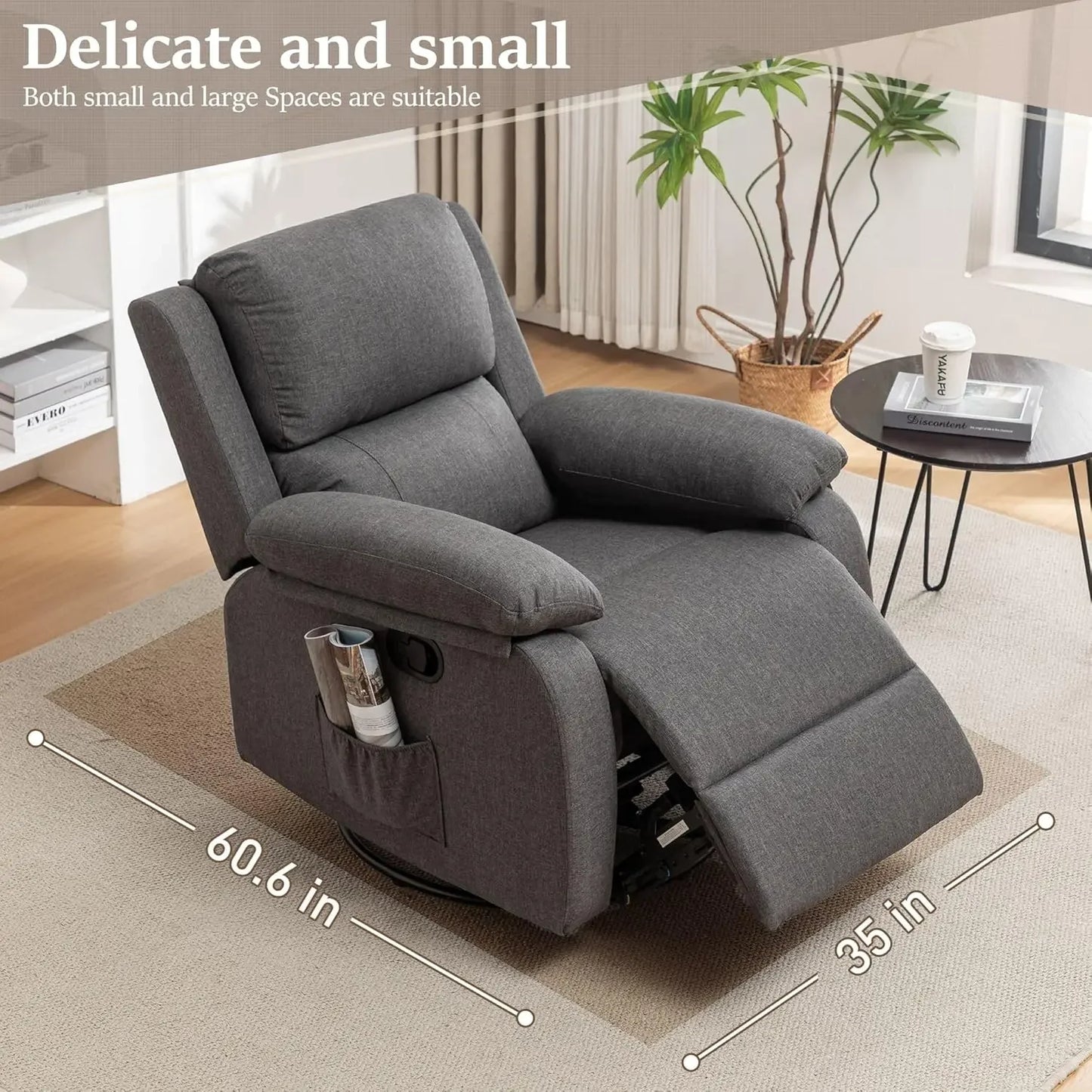 360 Swivel Rocker Chair Upholstered Nursery Glider Compact