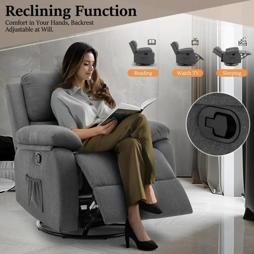 360 Swivel Rocker Chair Upholstered Nursery Glider Compact