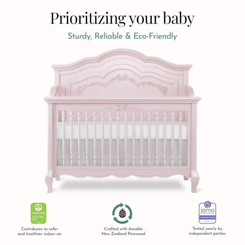 Camping 5 In 1 Convertible Crib Dusty Rose Greenguard Gold
