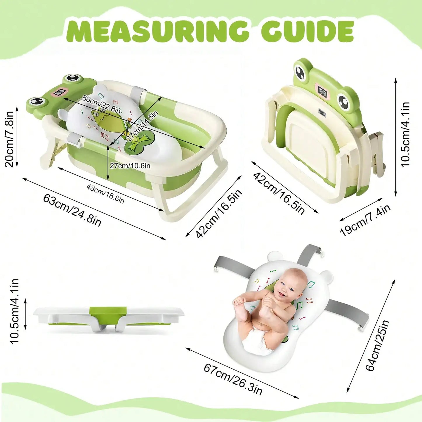 Foldable Baby Bathtub Set Portable Tub With Thermometer