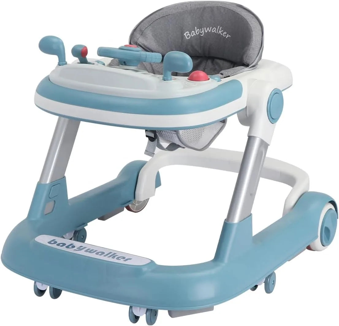 2 In 1 Baby Walker Toddler Push Walker With Removable Feeding Tray And Music Tray Foldable Walker