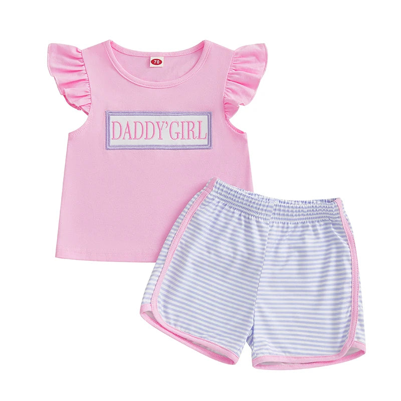 Adorable Baby Girl Floral Ruffle Sleeve Top and Shorts Set