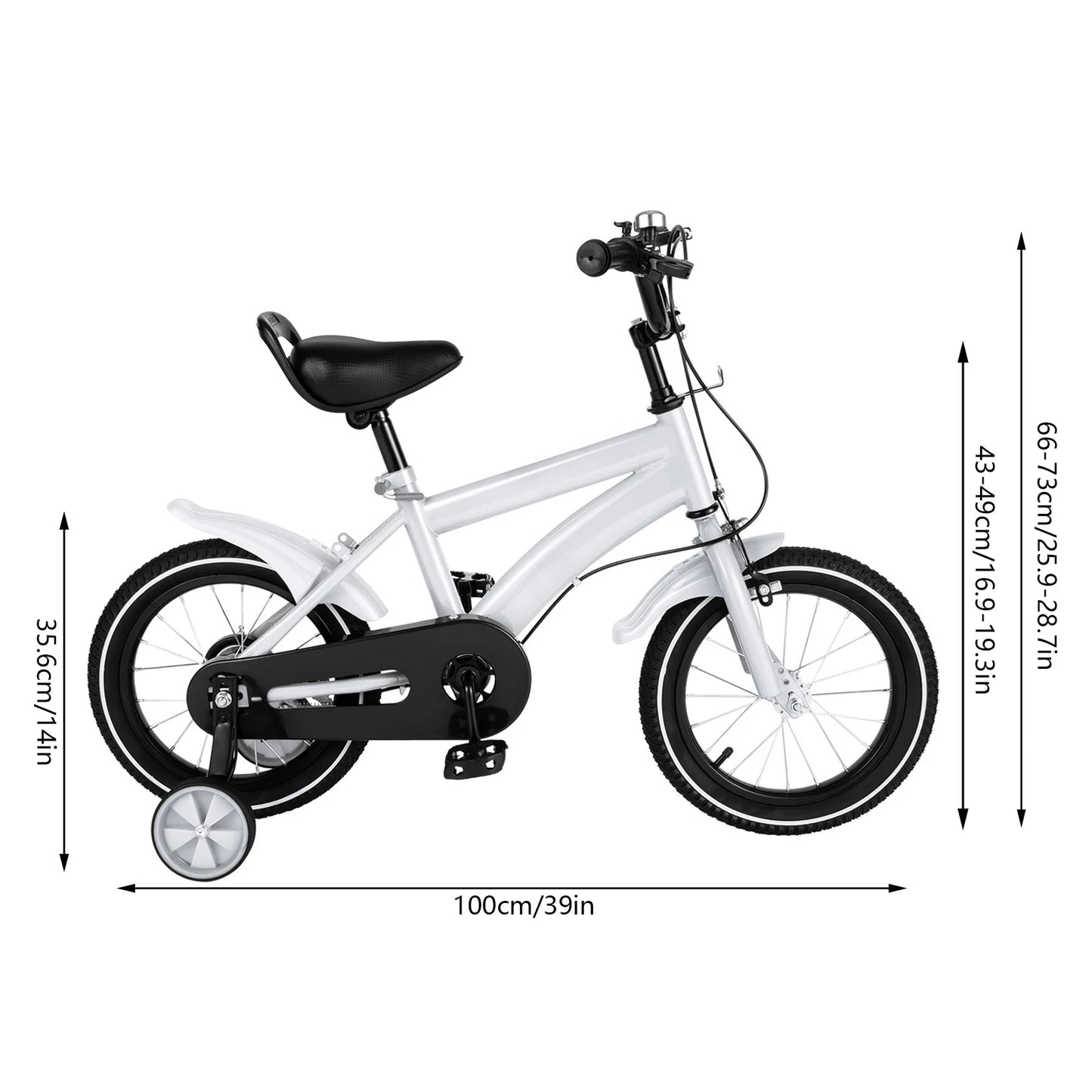 14 Inch Boys Girls Children's Bicycle for Kids Ages 2 to 11 in White Red Blue and Yellow