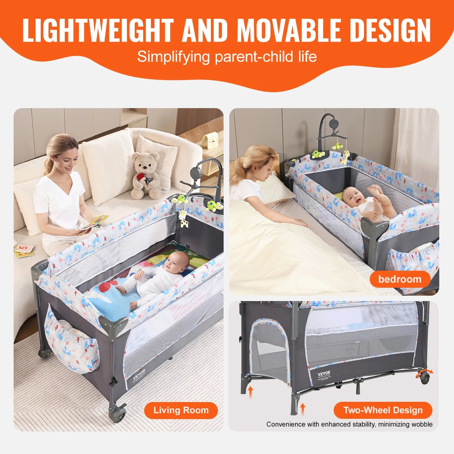 SucceBuy Baby Bassinet Bedside Sleeper With Storage Basket