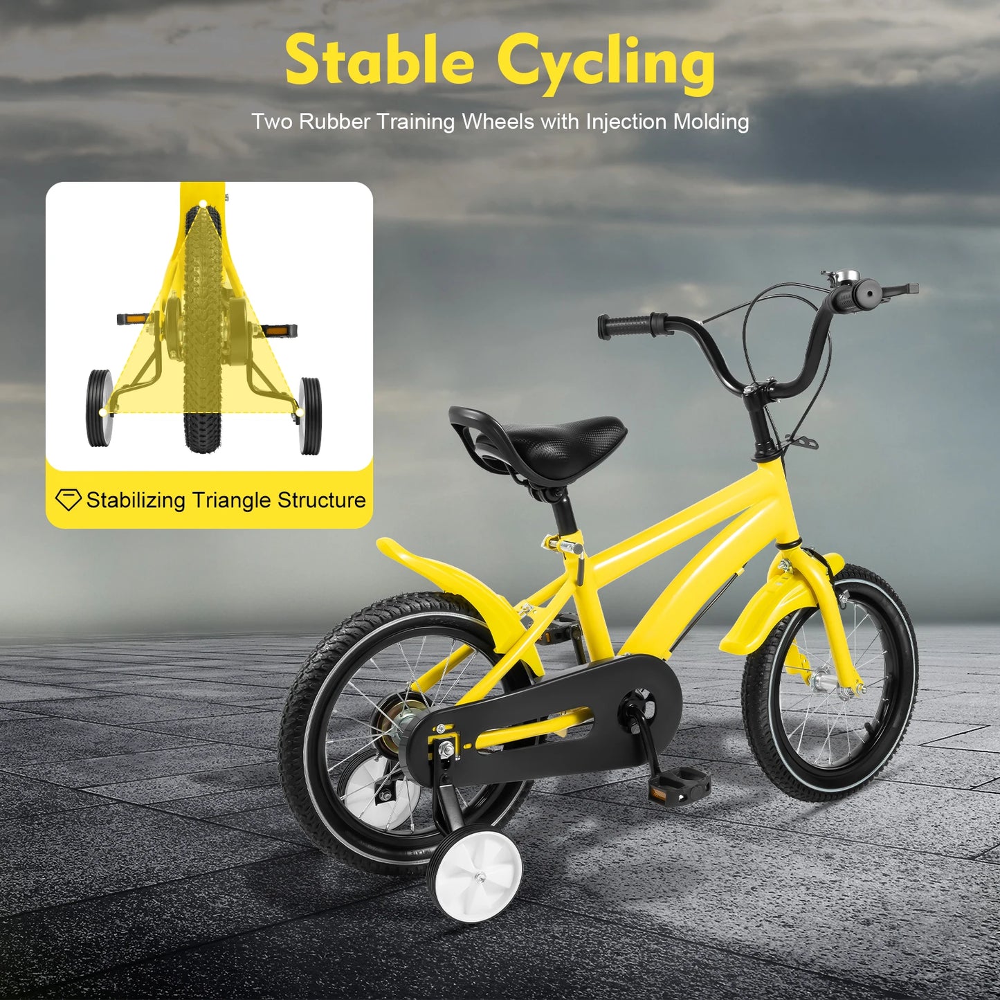 14 Inch Boys Girls Children's Bicycle for Kids Ages 2 to 11 in White Red Blue and Yellow