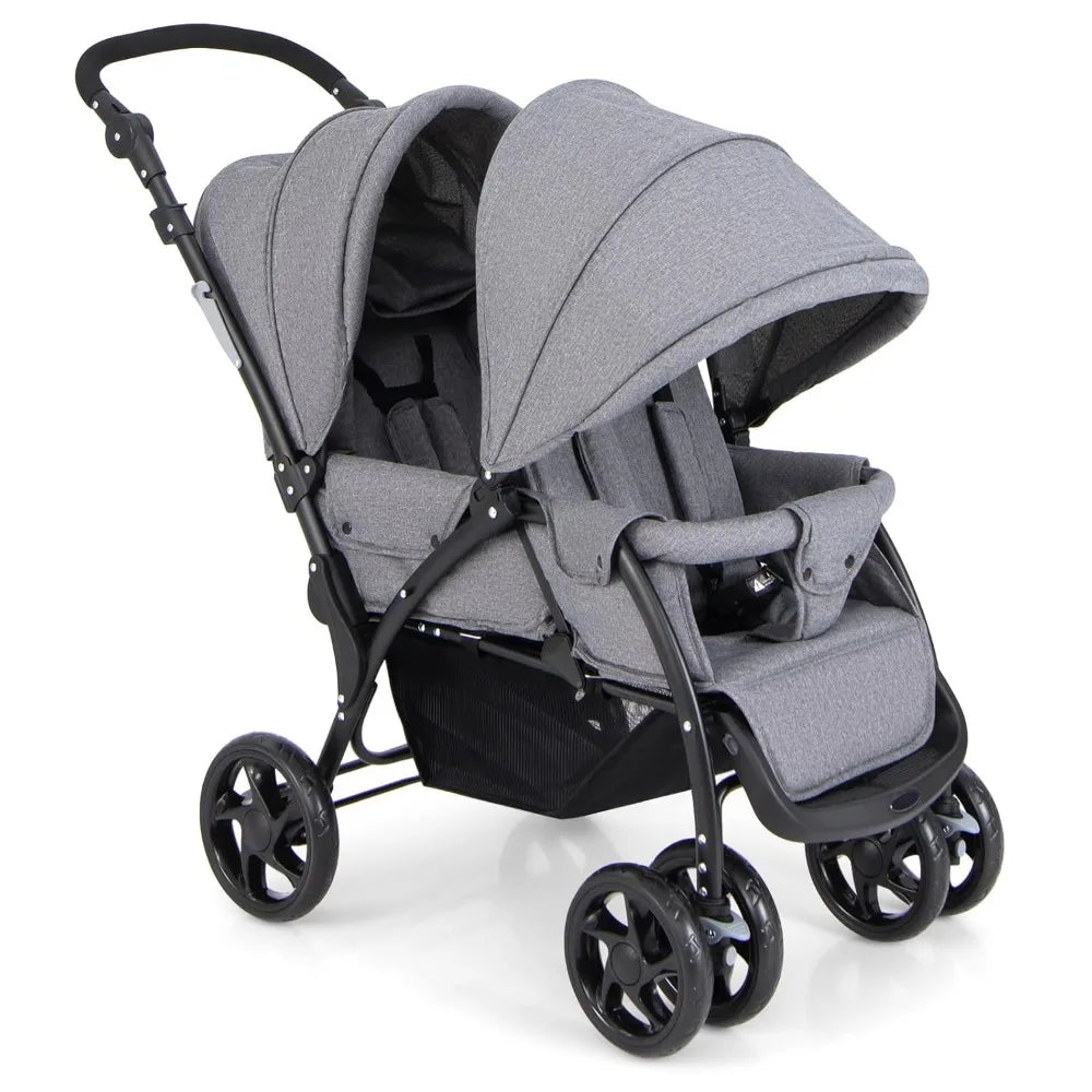 Foldable Double Stroller Lightweight Twin Tandem Seating