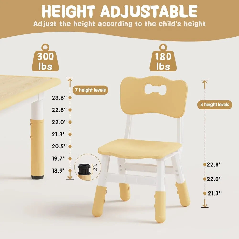 Kids Table And Chairs Set Height Adjustable Graffiti Desk