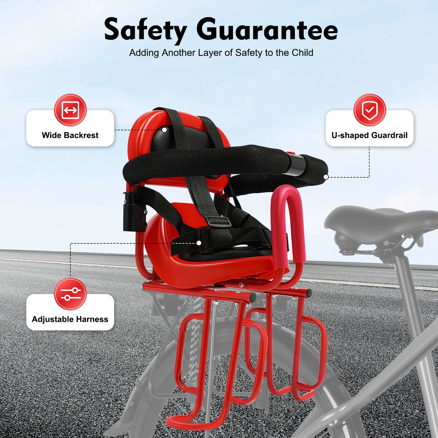 Bike Child Safety Seat With Foot Pedal Belt Universal
