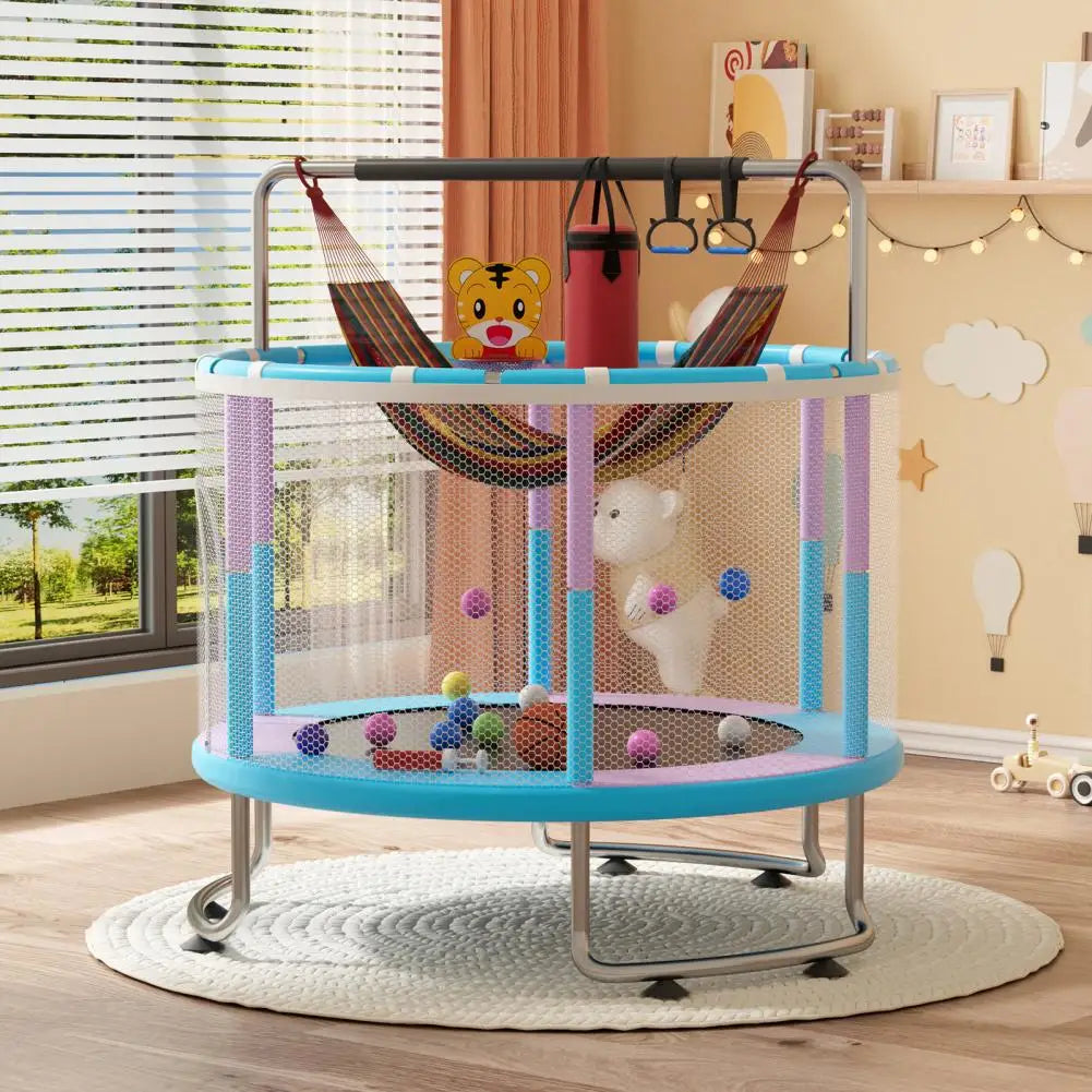 5ft Kids Trampoline Adjustable Toddler With Basketball Hoop