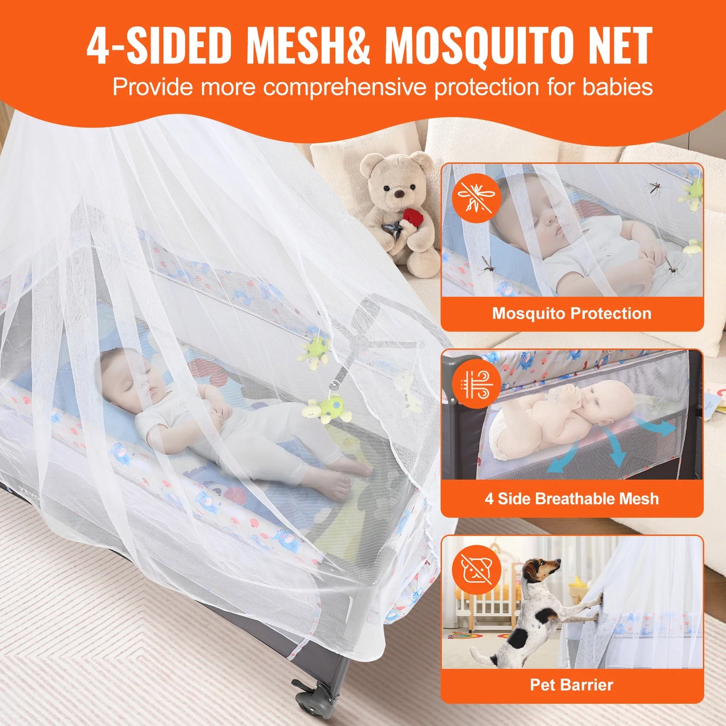 SucceBuy Baby Bassinet Bedside Sleeper With Storage Basket