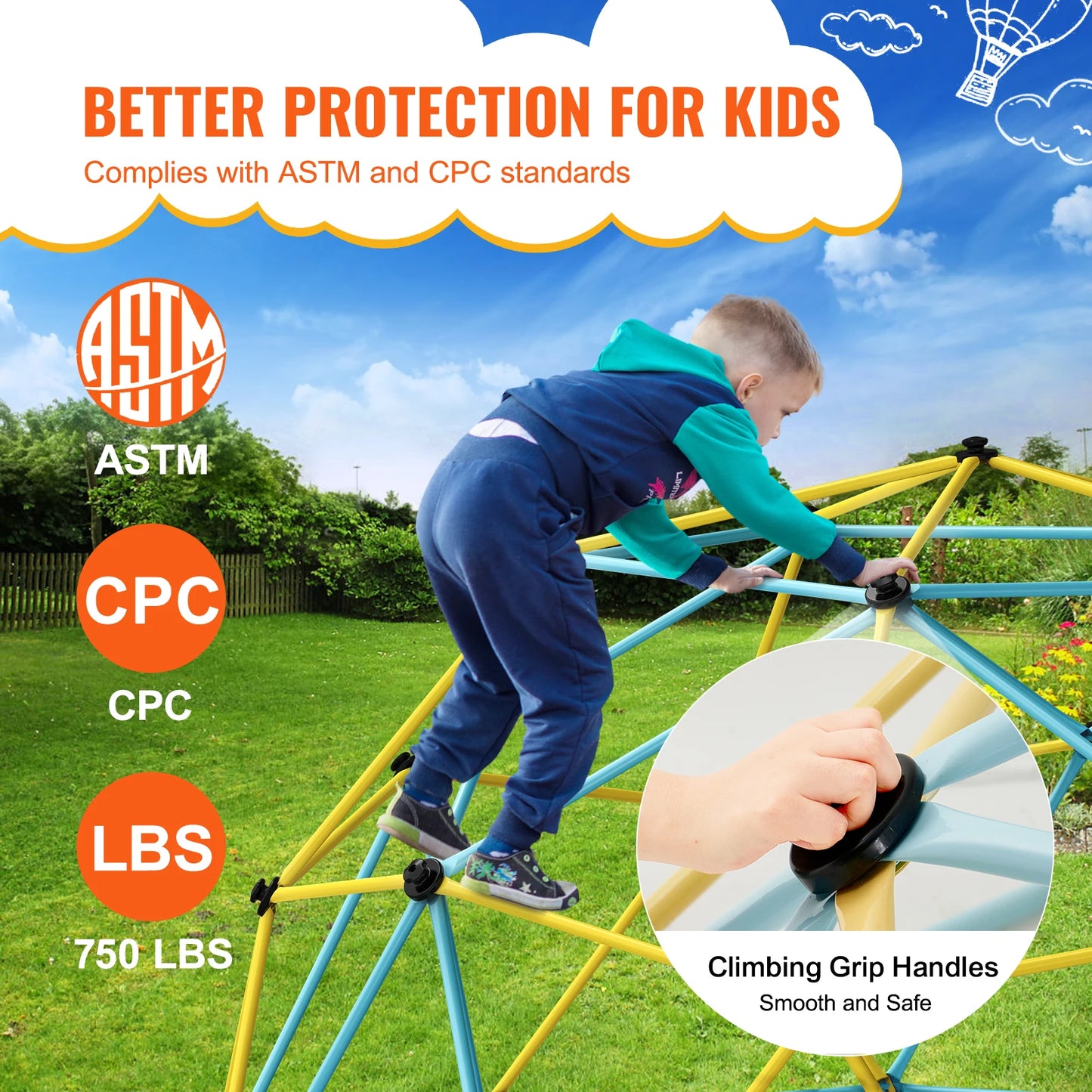 Geometric Climbing Dome For Kids 6 8 10 12 Feet Backyard