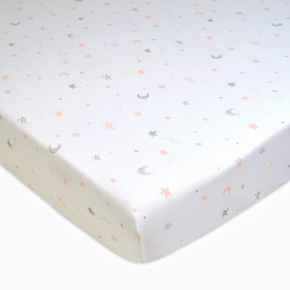 2 Pack Natural Cotton Fitted Crib Sheets 52x28 Hypoallergenic