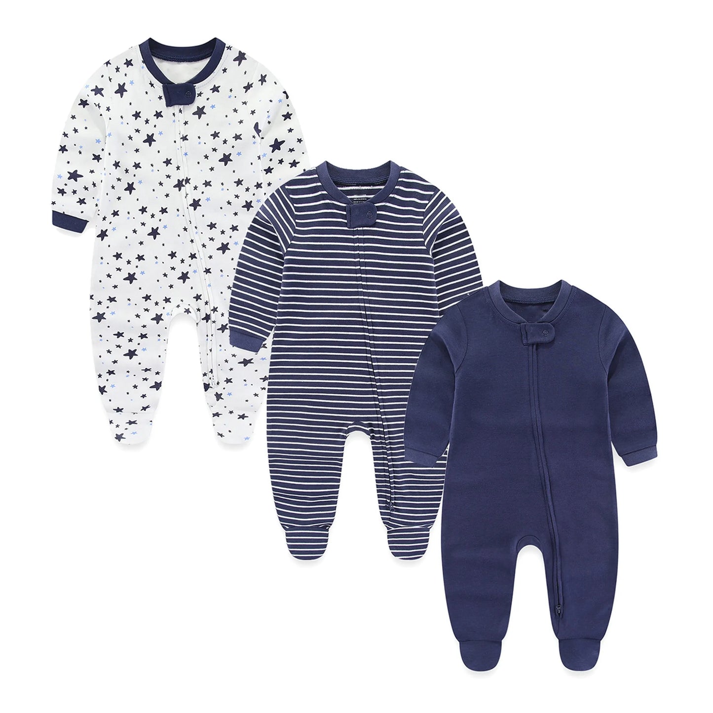 3 Pcs Autumn Winter Solid Zipper Baby Boy Girl Rompers 100 Percent Cotton Soft Newborn Clothes Baby Shower Gifts