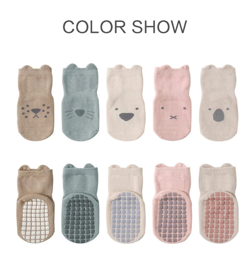 5 Pairs Infant Anti Slip Socks Newborn Unisex Cartoon Floor