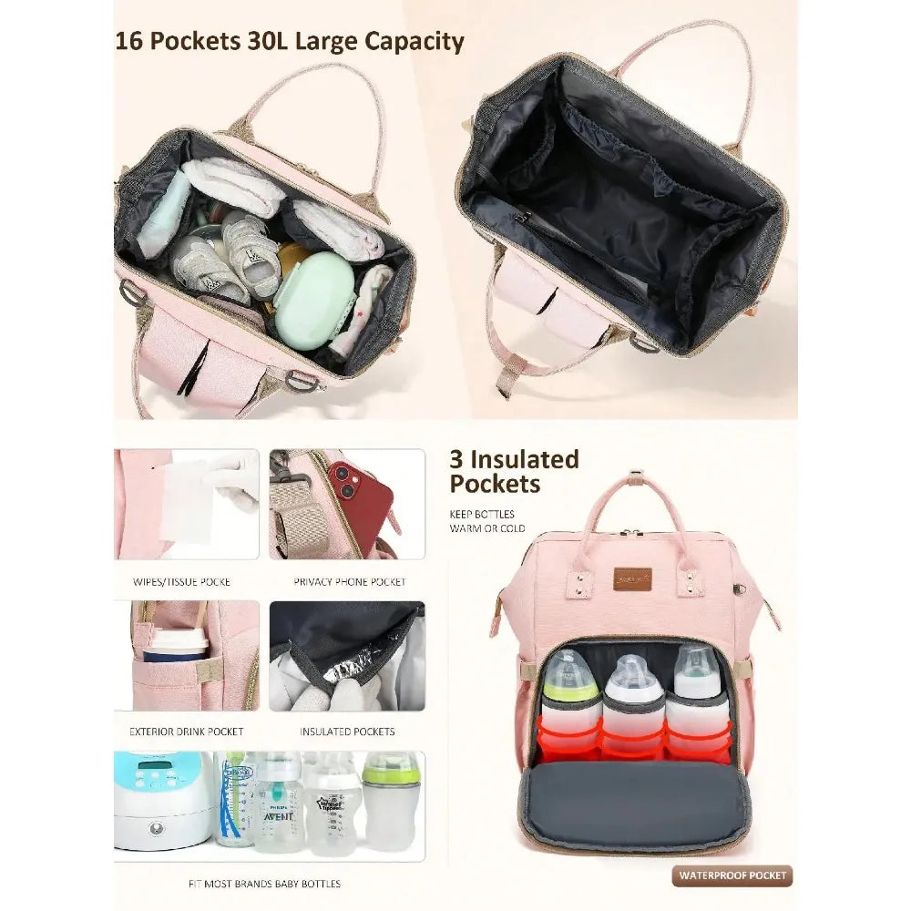 Diaper Bag Backpack With Changing Pad Pacifier Case