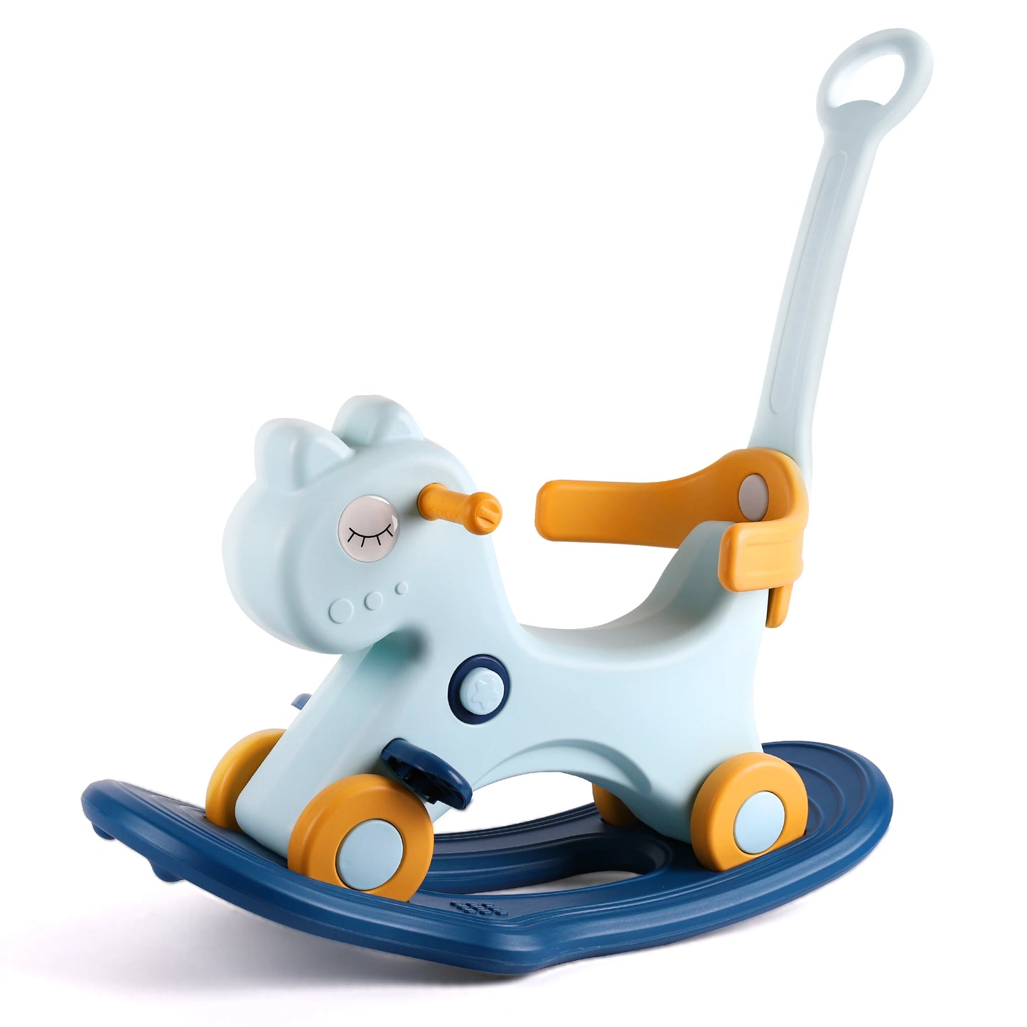 Rocking Horse Child Safety Push Handle Rocker for Toddlers 1 2 3 Years Old Kids Ride On Toy Birthday Gift for Girls and Boys