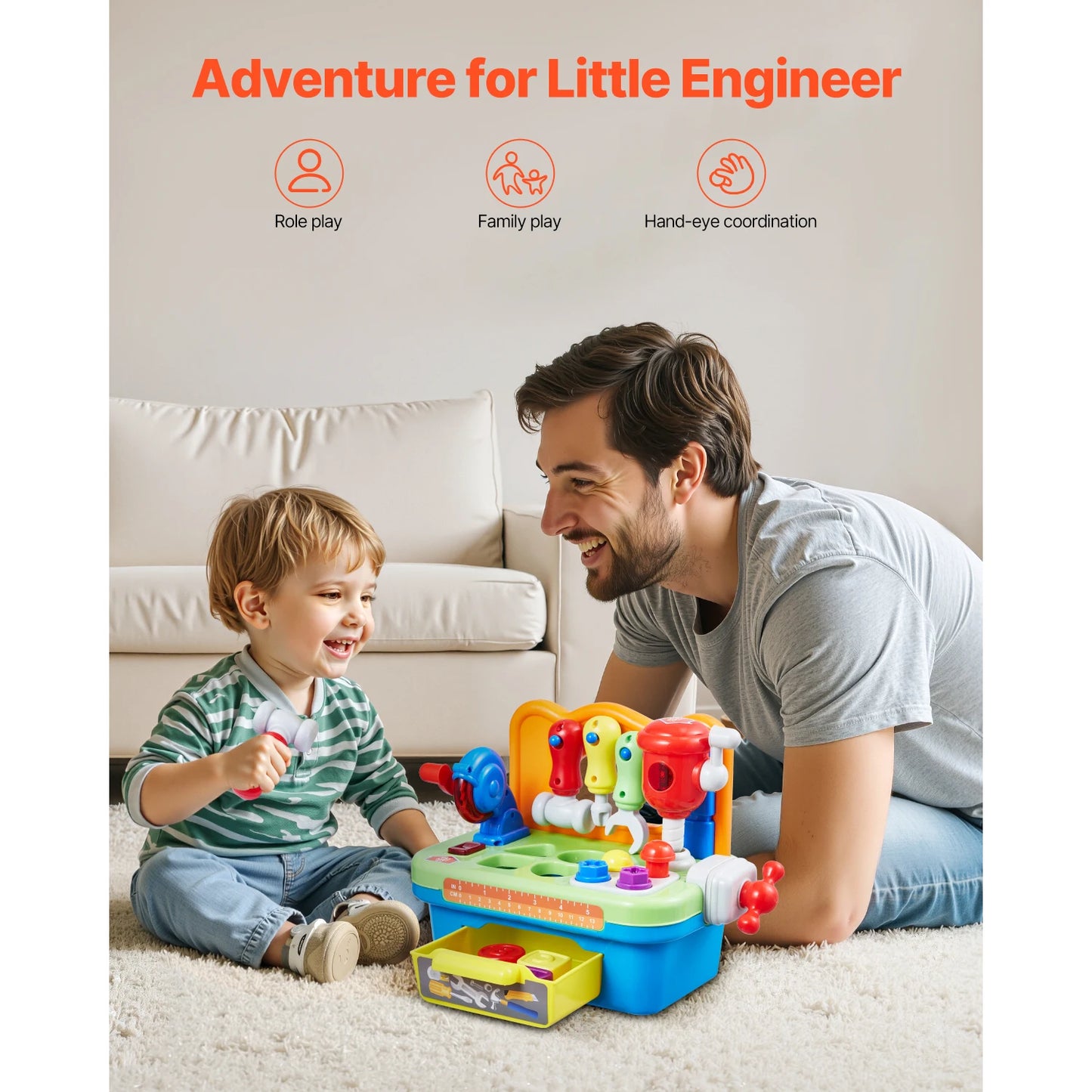 VEVOR Kids Musical Workbench Toy With Lights And Sounds