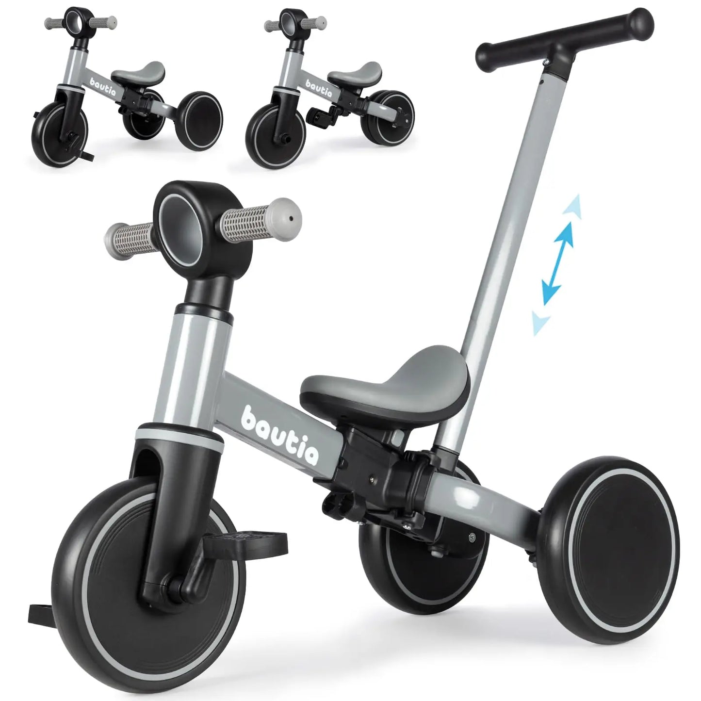 5 In 1 Kids Tricycle For Toddlers 1 To 3 Baby Balance Bike Toy For Boys And Girls Gift With Push Handle And Removable Pedals