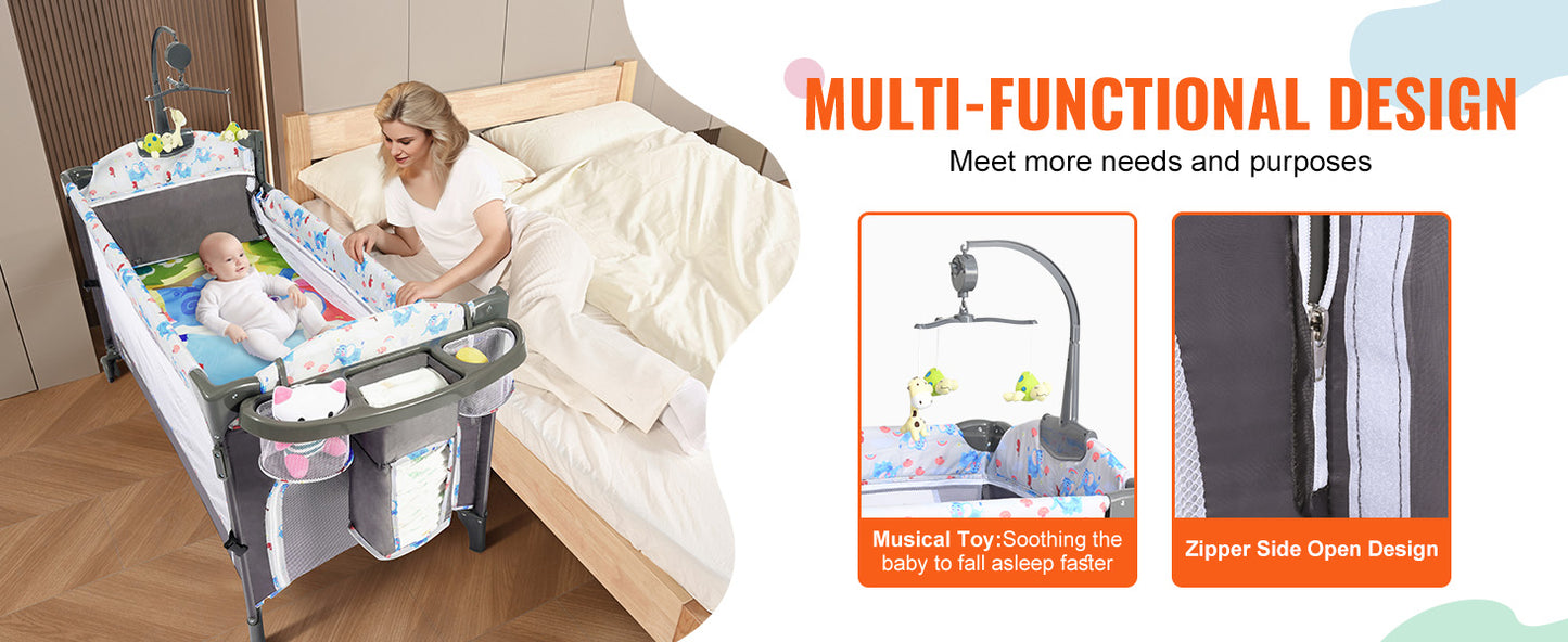 SucceBuy Baby Bassinet Bedside Sleeper With Storage Basket