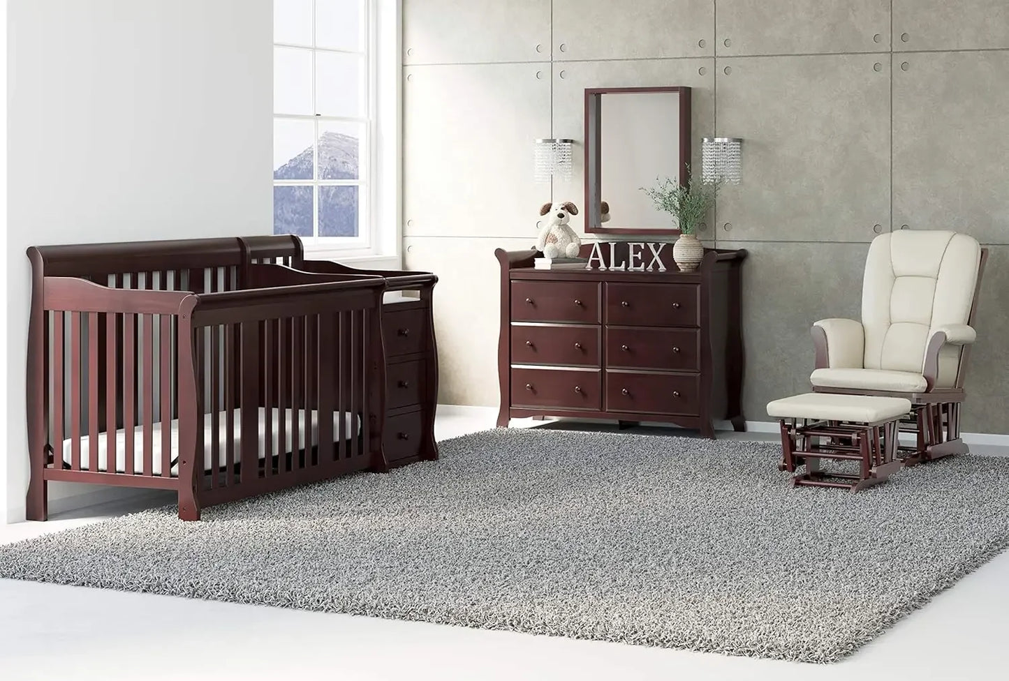 Five In One Convertible Crib And Changer Espresso Drawers