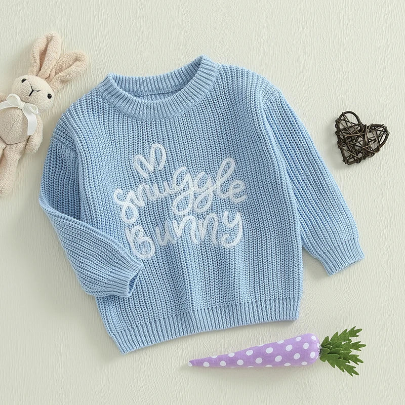 Adorable Easter Kids Sweaters With Bunny Ears Knit Pullover