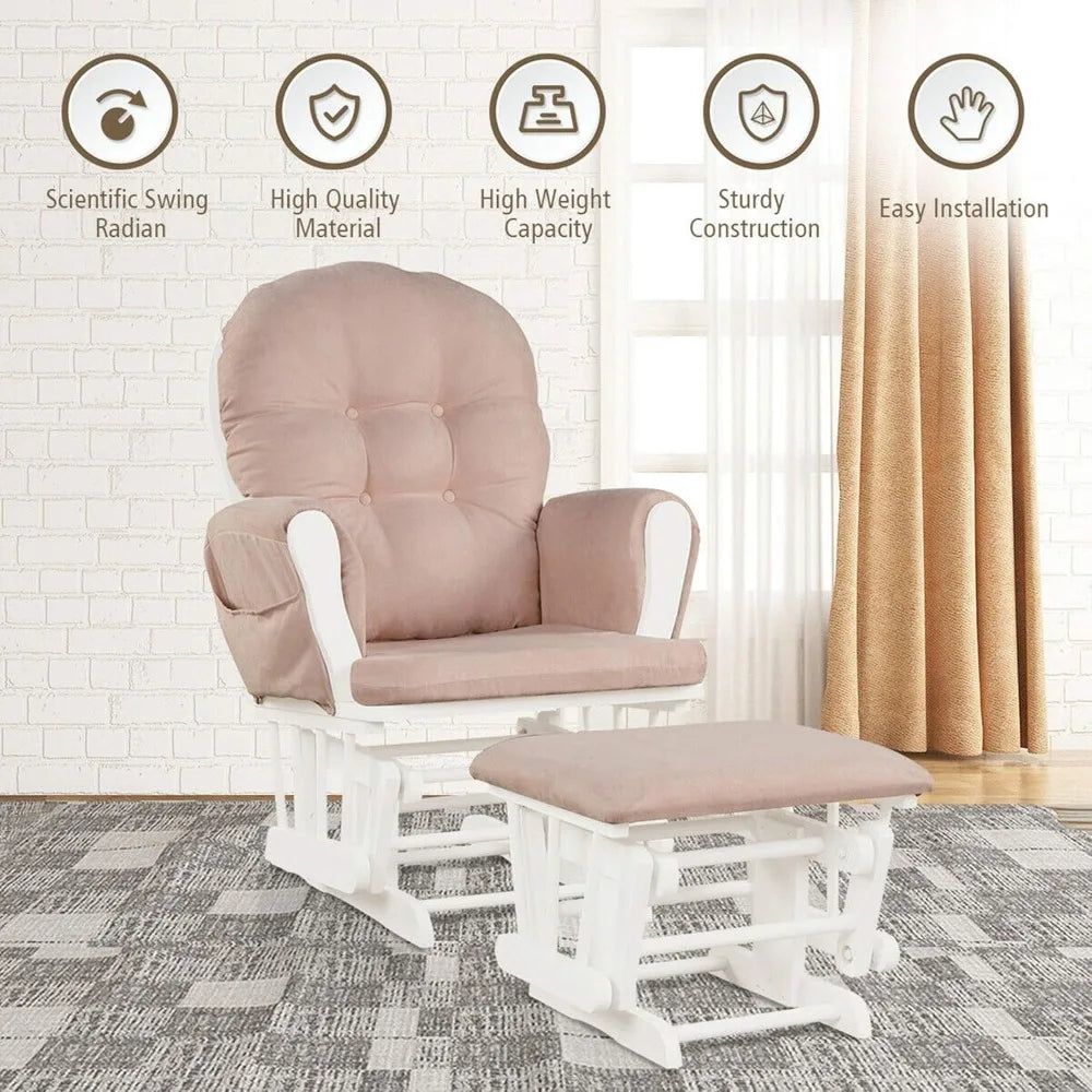 Baby Glider Rocker With Ottoman Nursery Glider Pink