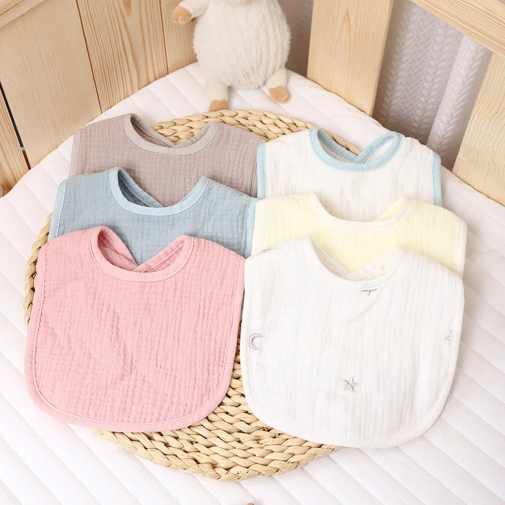 5 Piece Soft Cotton Baby Bibs Double Layer Absorbent