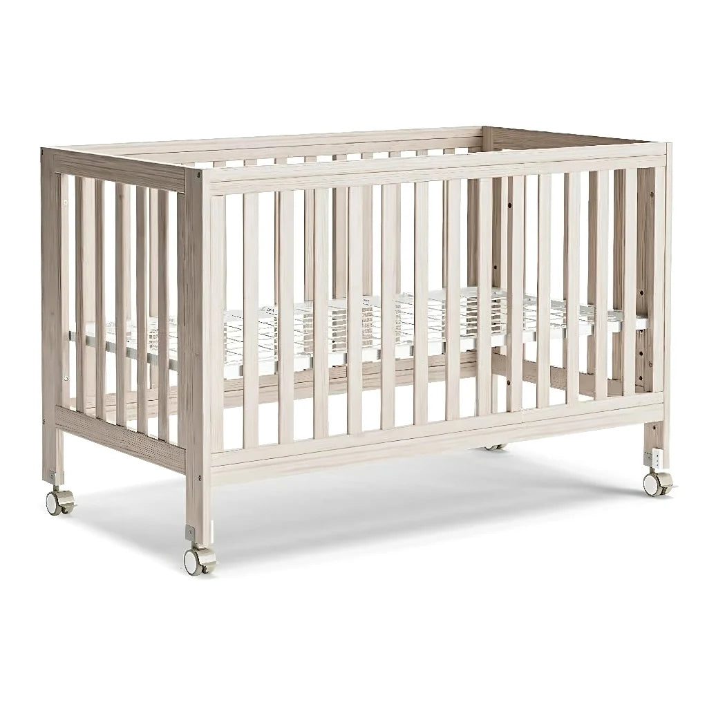 EvoNest 11 in 1 Convertible Baby Crib With Removable Wheels Washed Natural 4 Mattress Heights New Zealand Pinewood MAMAZING