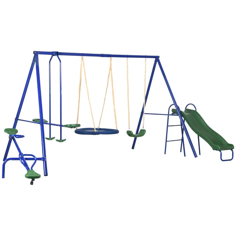 Metal Swing Set for Kids Outdoor Heavy Duty Frame with Double Swings for Backyard Playground
