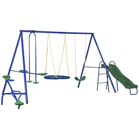 Metal Swing Set for Kids Outdoor Heavy Duty Frame with Double Swings for Backyard Playground