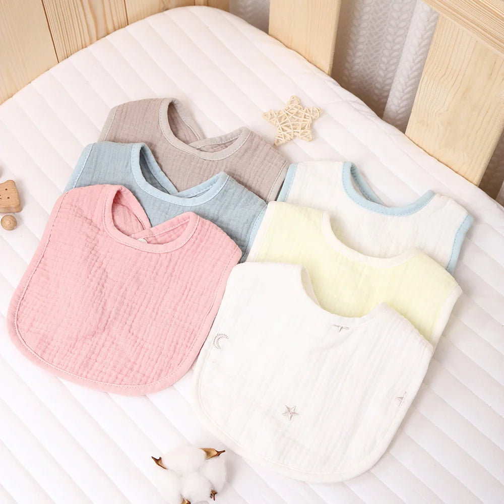 5 Piece Soft Cotton Baby Bibs Double Layer Absorbent