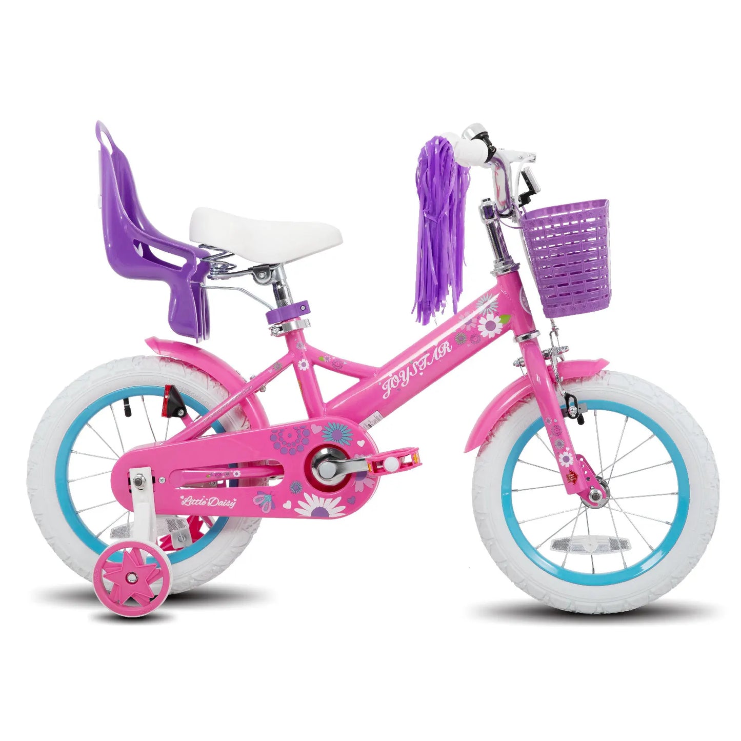 Joystar Kids Bike for Ages 2 to 7 Years 12 14 16 Inch Girls Bike with Doll Seat and Streamers Boys Bike with Flag and Plate