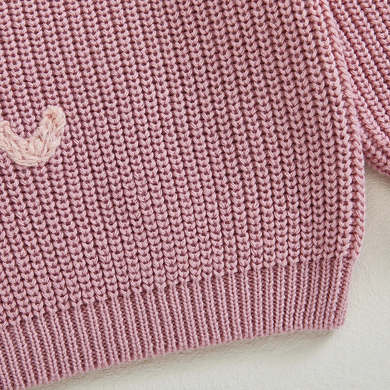 Valentines Day Heart Pattern Knitted Sweater For Kids