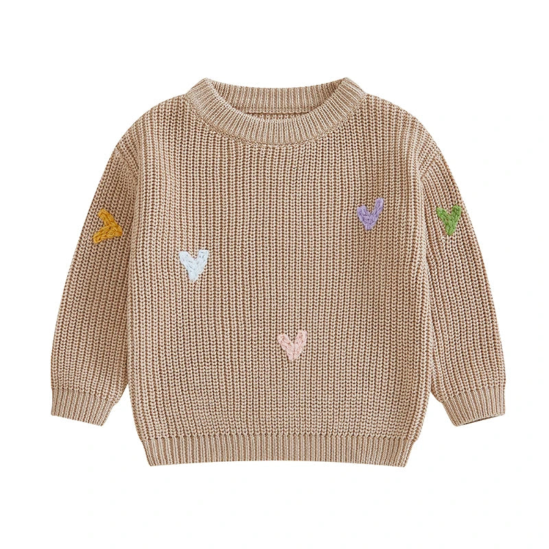 Valentines Day Heart Pattern Knitted Sweater For Kids