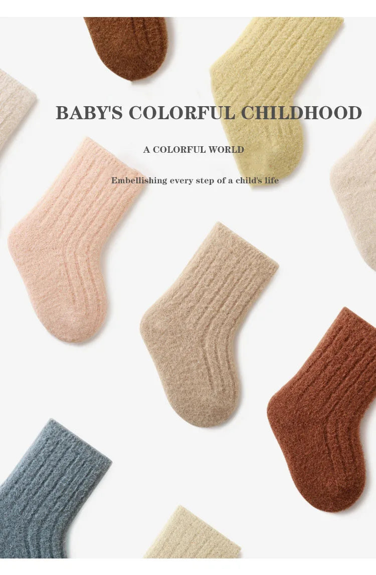 Warm Baby Socks 3 Pairs Thick Winter Cotton Unisex Mid Tube