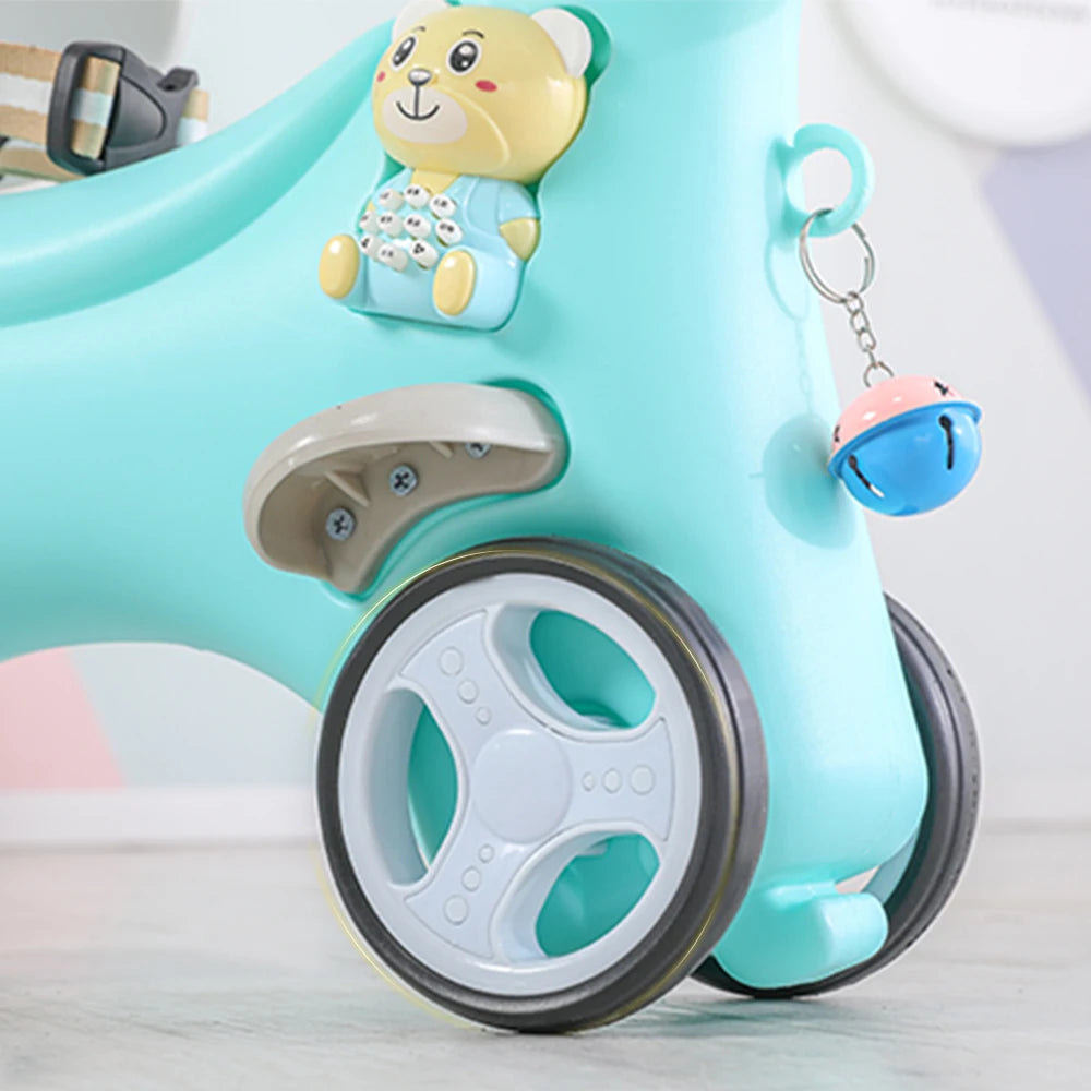 Rocking Horse For Toddlers Balance Bike Ride On Toy With Push Handle Backrest And Balance Board For Baby Girl And Boy