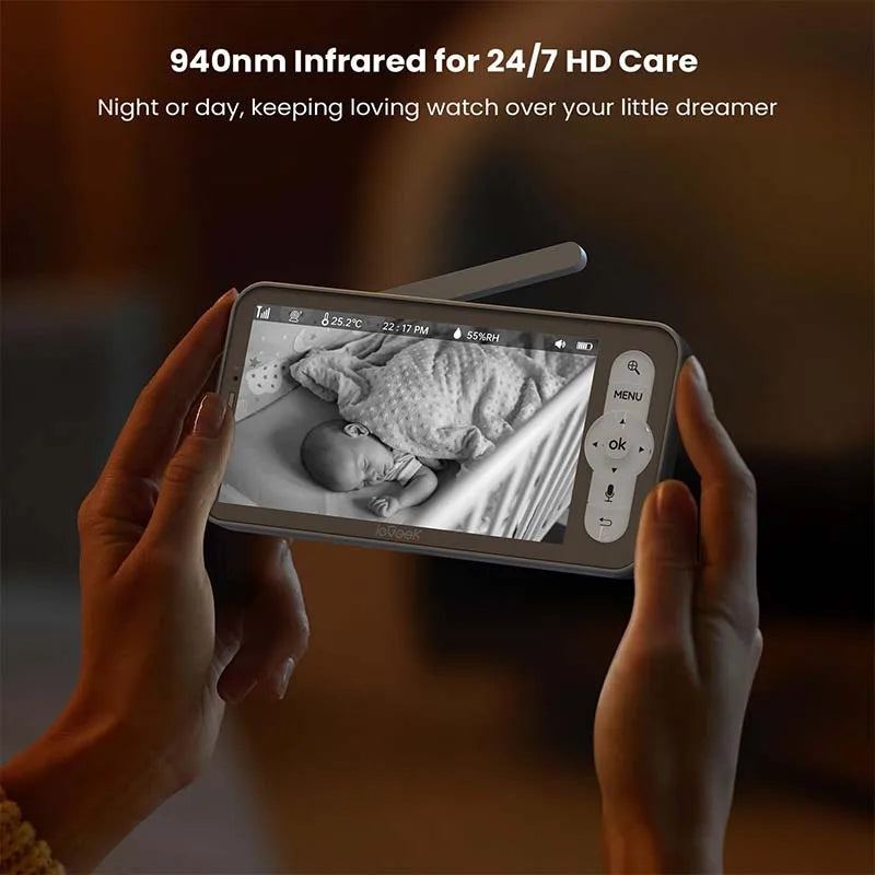 Iegeek 2K Baby Monitor with 5 Inch Screen and Audio Night Vision Two Way Talk Cry and Motion Detection