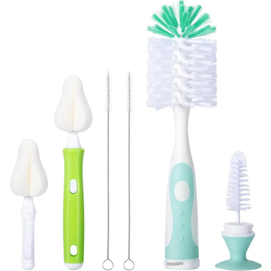 Baby Bottle Brush With Hidden Nylon Nipple Cleaner And Base