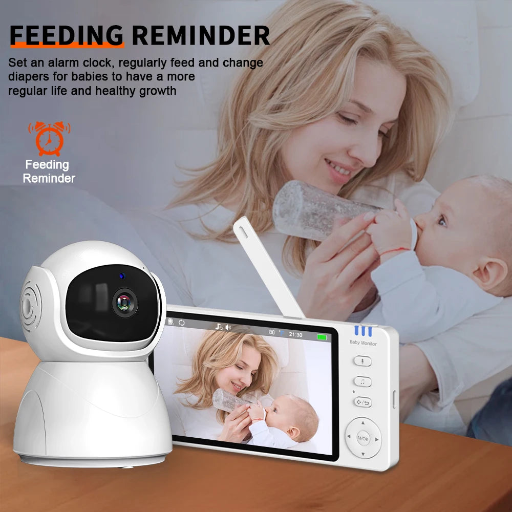 5 Inch Electronic Baby Monitor With Pan Tilt Zoom Camera Battery IPS Screen Wireless Babysitter Video Audio Lullaby Baby Nanny