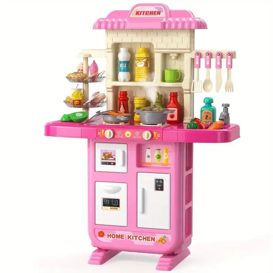 Play Kitchen Set Realistic Smoke And Lighting Toy For Kids