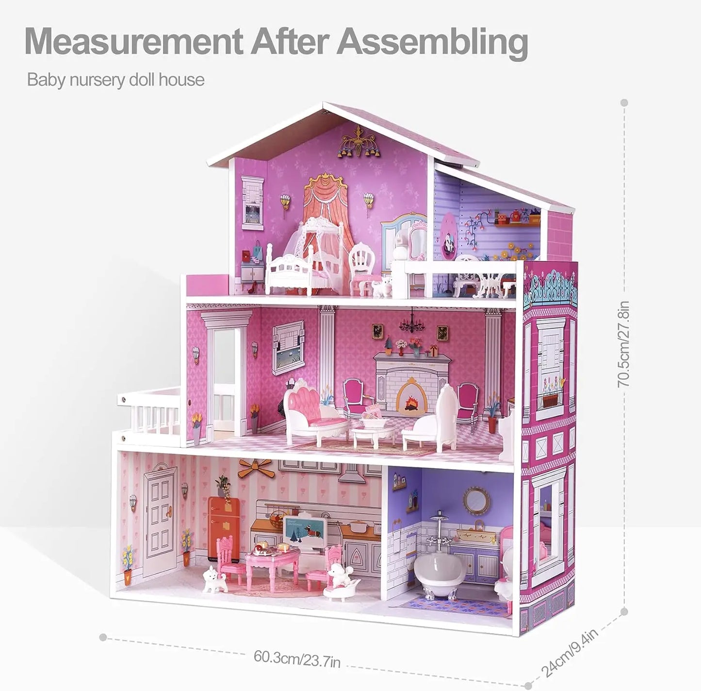 Robotime Robud Victoria Wooden Dollhouse for Kids Furniture Preschool Dollhouse House Toy for Girls