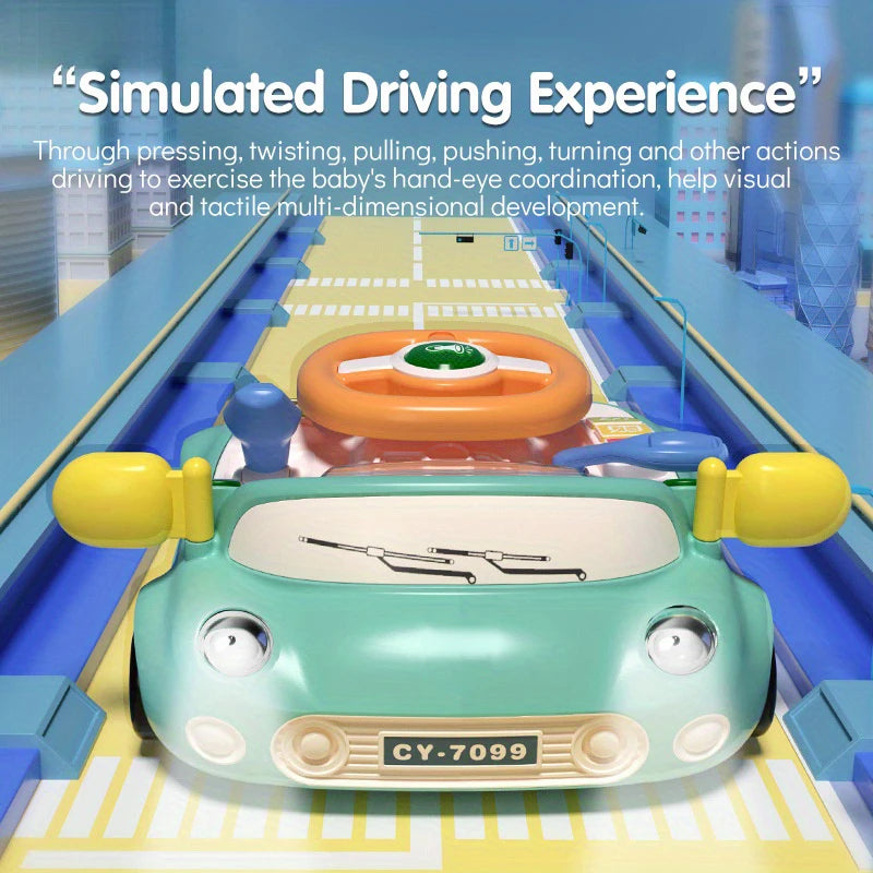 Baby Car Toy Light Musical Steering Wheel Interactive Simulation Driving Seat Sensory Toy for Fine Motor Skill Development